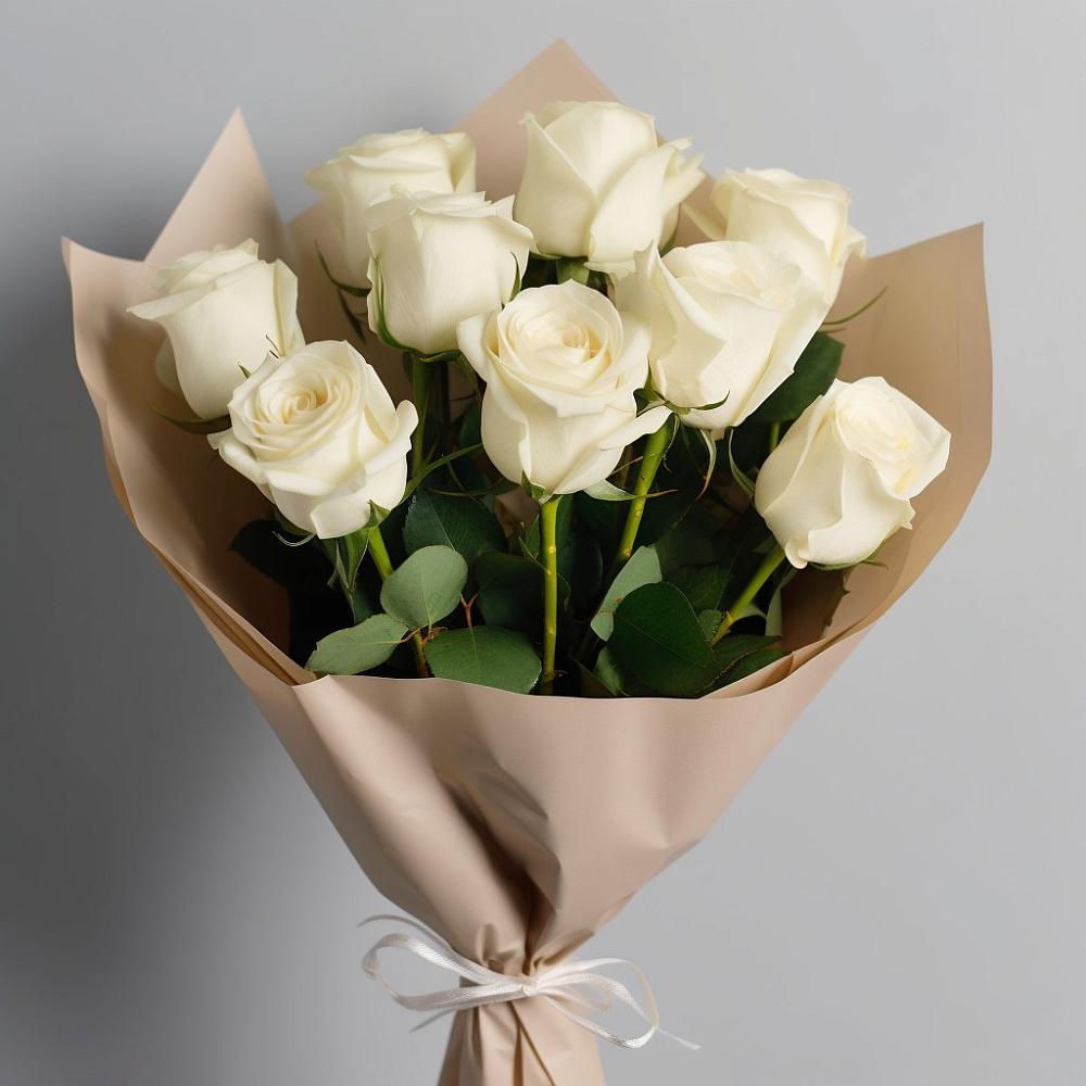 Букет 9 Белых роз Эдлесс Лав в Мурыгино