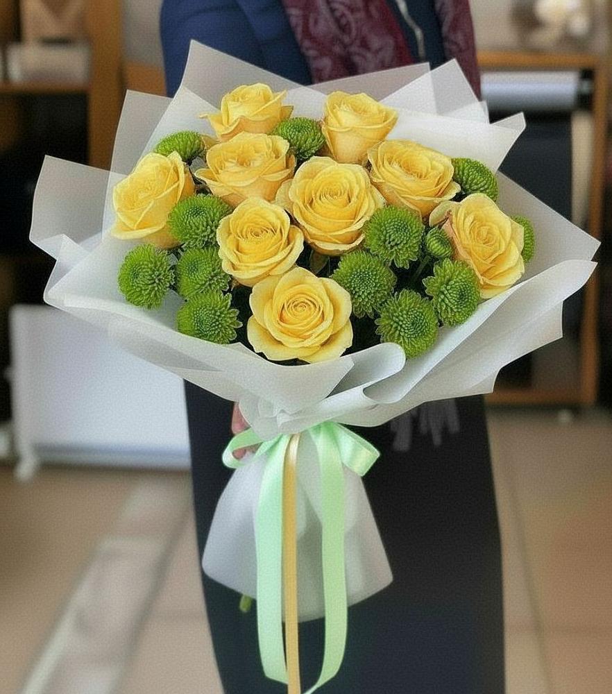 Букет цветов из: Хризантемы и Розы в Мурыгино