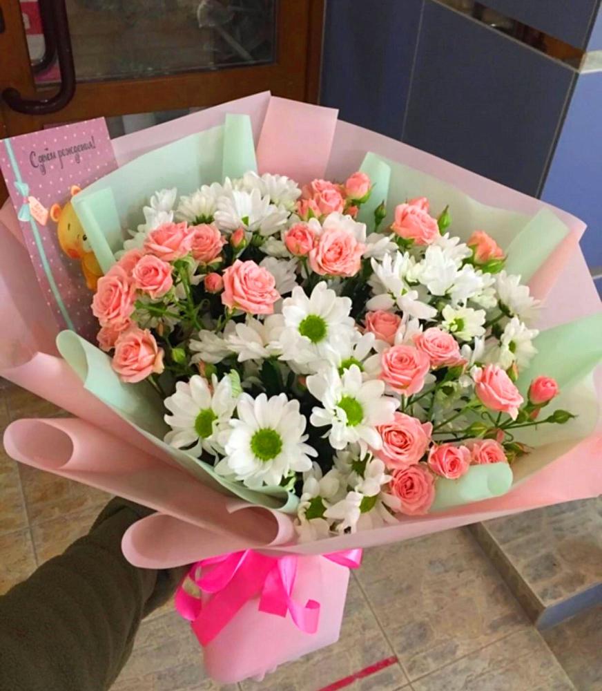 Букет цветов из: Розы и Хризантемы в Мурыгино