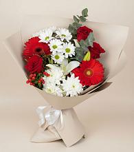 Букет цветов из:  Розы, Хризантемы, Герберы и Лилии в Мурыгино