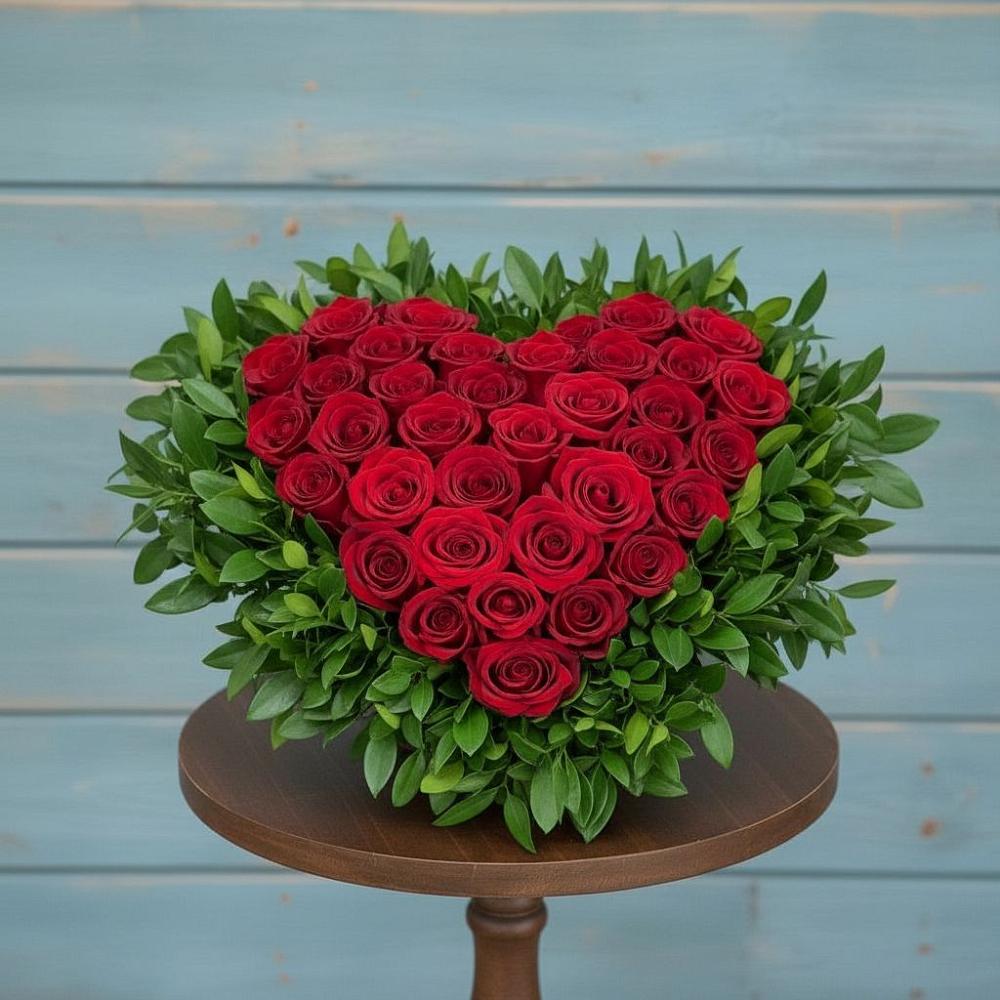 Цветочная композиция из Розы в виде сердца в Мурыгино