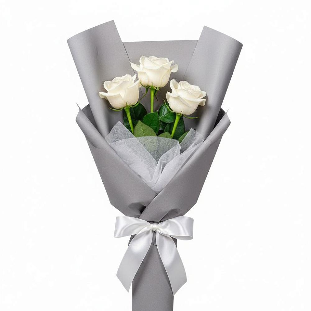 Букет 3 белые розы в Мурыгино