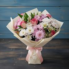 Букет цветов из:  Хризантемы, Альстромерии и Розы #REPLACE_PRED# Мурыгино