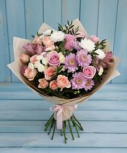 Букет цветов из:  Хризантемы, Розы и Альстромерии в Мурыгино