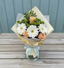 Букет цветов из:  Герберы, Розы и Хризантемы в Мурыгино