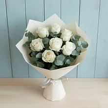 Букет Белые розы в Эвкалипте в Мурыгино