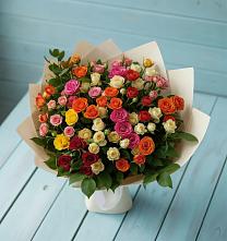 Букет Микс из разноцветных кустовых роз в Мурыгино